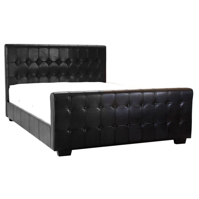 Dakar Button Faux Leather Double Bed In Black