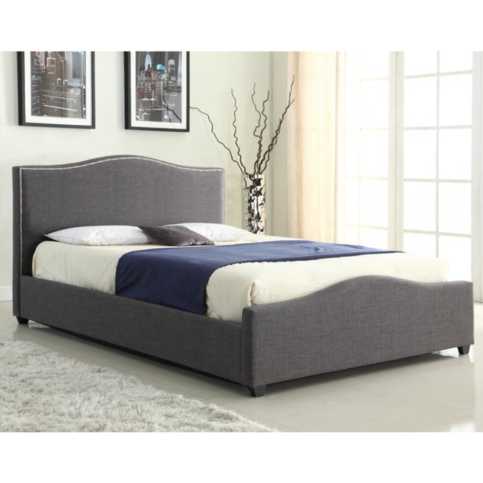 Enid Grey Linen Fabric Upholstered 4FT6 Storage Double Bed