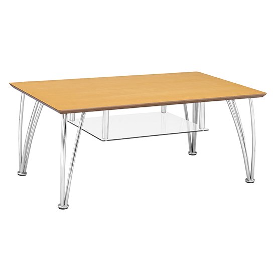 Filer Rectangular Wooden Coffee Table In Beech