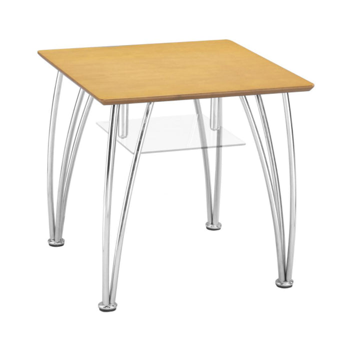 Fiji Wooden Lamp Table In Beech With Glass Shelf