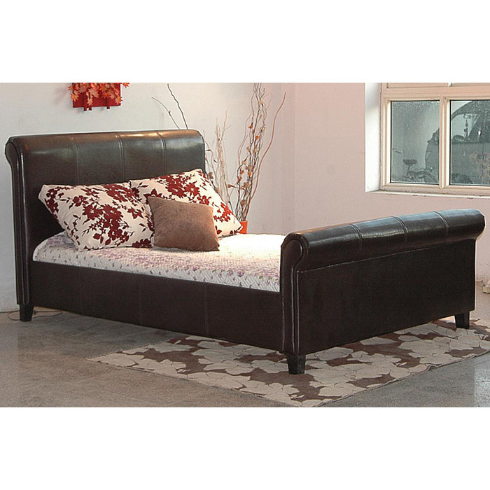 Henley Faux Leather King Size Bed In Brown