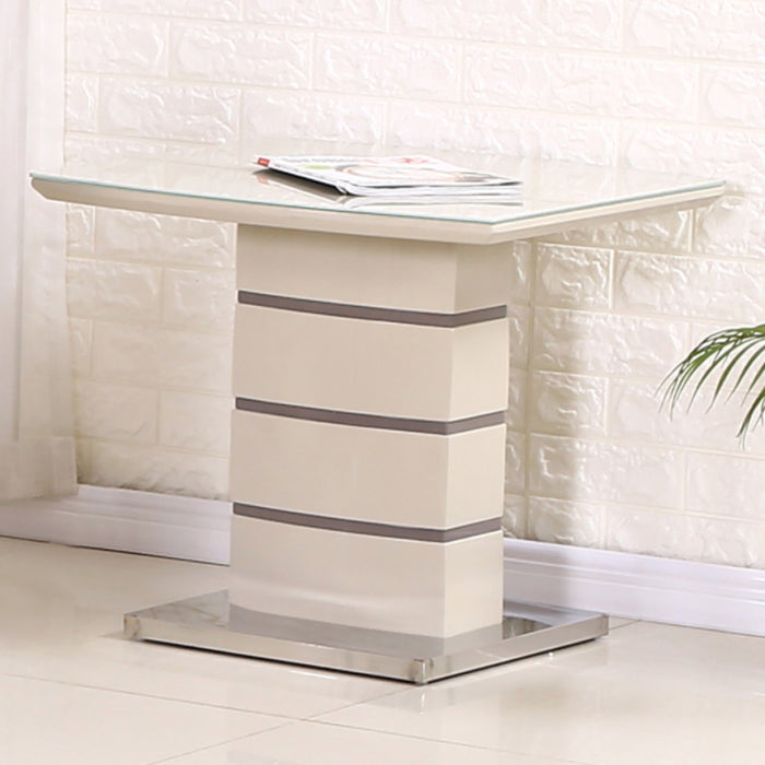Knightsbridge Wooden Lamp Table In Cappuccino With Glass Top