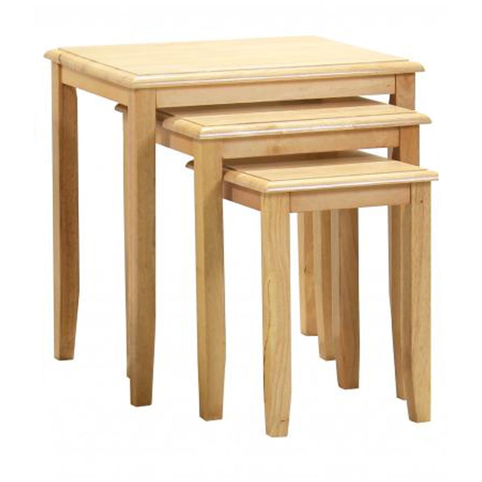 Kanata Solid Rubberwood Nest Of 3 Tables In Natural