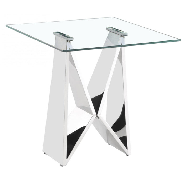 Kayenta Clear Glass Lamp Table With Silver Legs