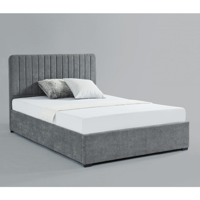 Livingstone Fabric Upholstered Storage Double Bed In Grey