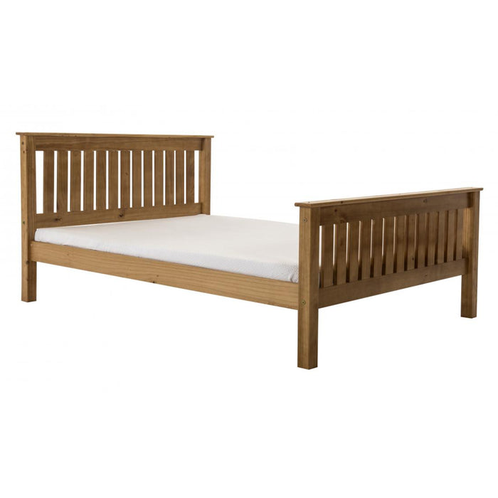 Manila Pine Wood High Footend Single Bed In Antique Pine