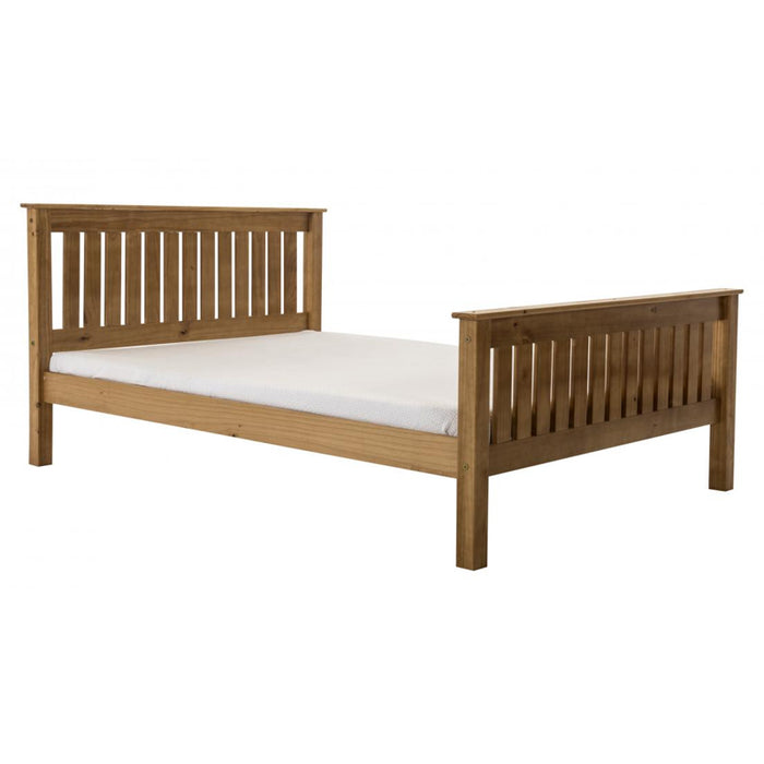 Manila Pine Wood High Footend 4 Foot Bed In Antique Pine