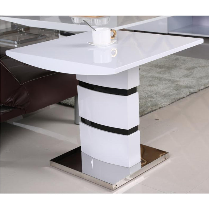 Leona High Gloss Lamp Table In White And Black