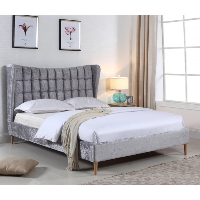 Mahala Crushed Velvet King Size Bed In Silver