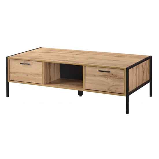Maumee Wooden Coffee Table In Oak Effect With 2 Drawers