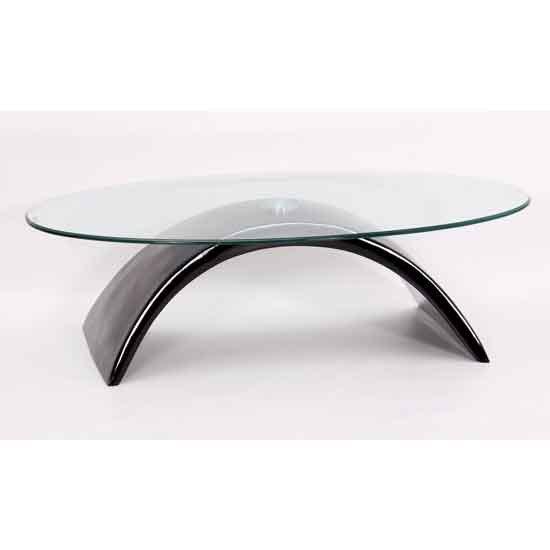 Meshoppen Clear Glass Top Coffee Table With Black High Gloss Base