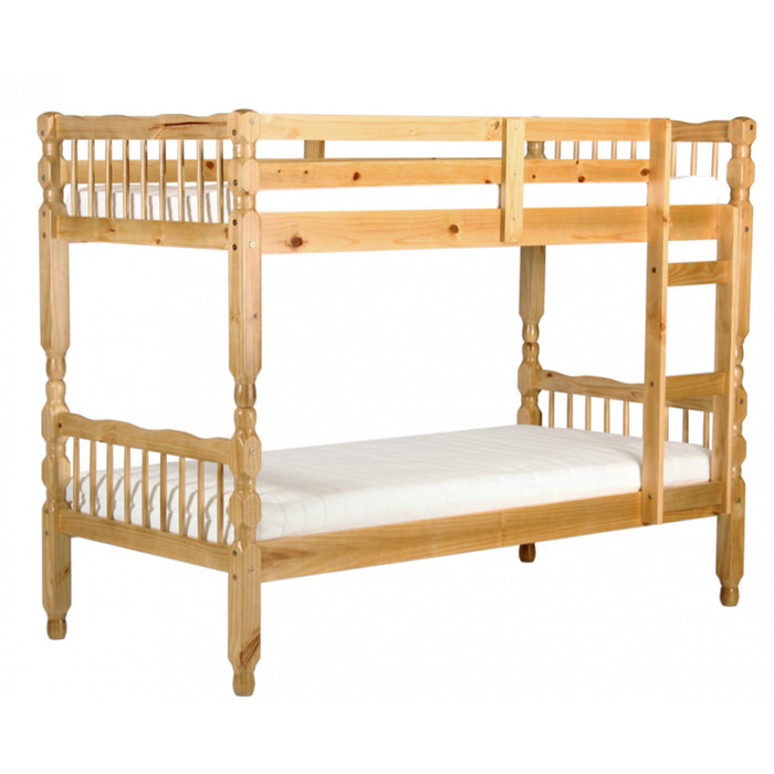 Milano Pine Wood Bunk Bed In Light Antique