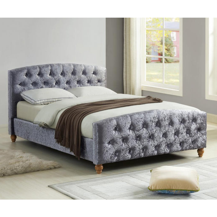 Millbrook Crushed Velvet King Size Bed In Silver