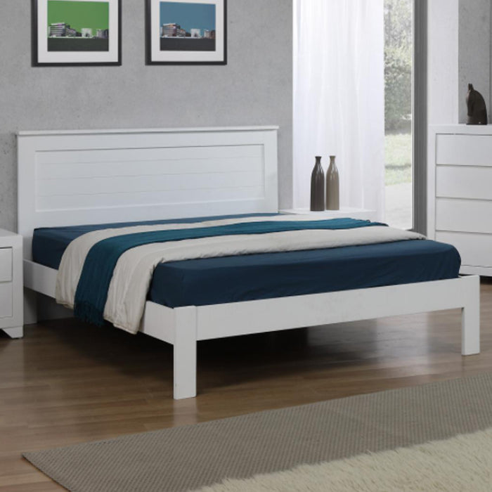 Etna Solid Wood Double Bed In White