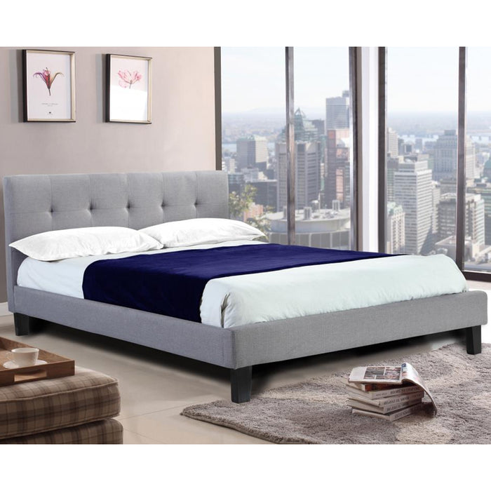 Hollywell Linen Fabric Double Bed In Grey