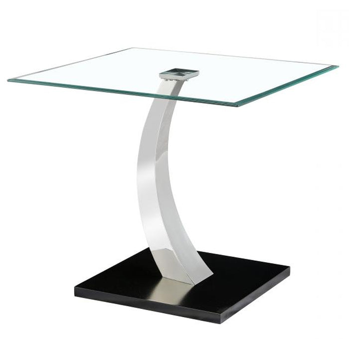 Phoenix Clear Glass Lamp Table With Stainless Steel Base