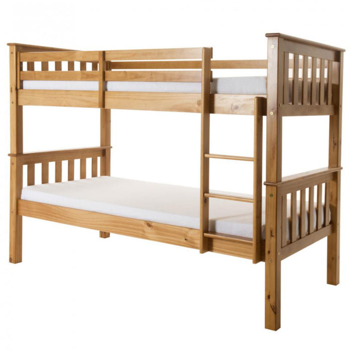 Porto Solid Rubberwood Bunk Bed In Pine