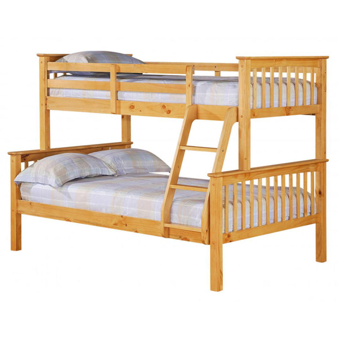 Porto Solid Rubberwood Triple Bunk Bed In Pine