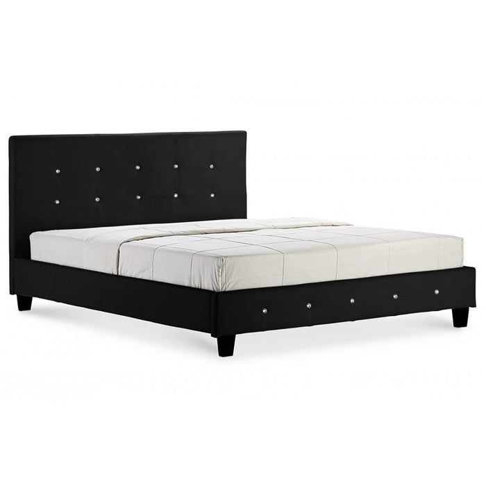Quartz Faux Leather Storage King Size Bed In Black