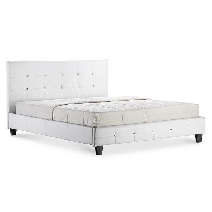 Quartz Faux Leather Upholstered King Size Bed In White
