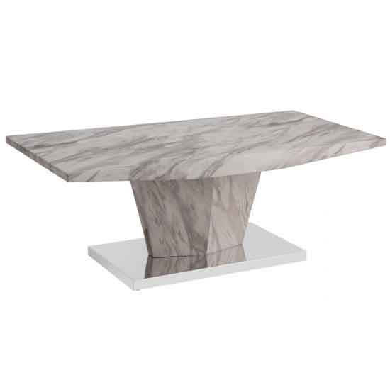 Raleigh Coffee Table In Marble Effect With Stainless Steel Base