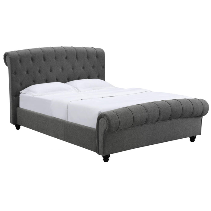 Santafe Linen Fabric Double Bed In Grey