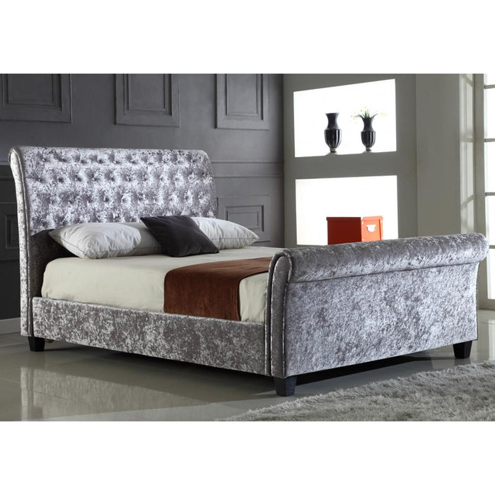 Serenity Crushed Velvet King Size Bed In Silver