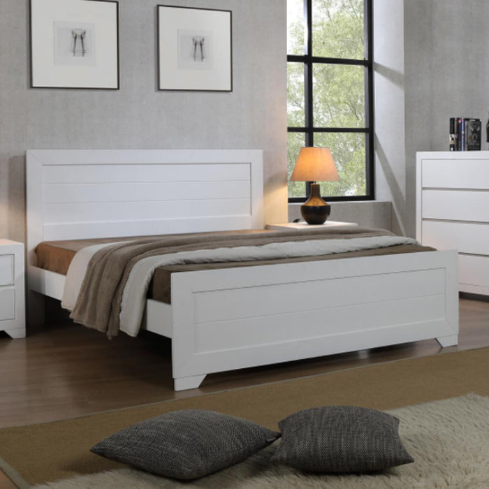 Zircon Solid Wood Double Bed In White
