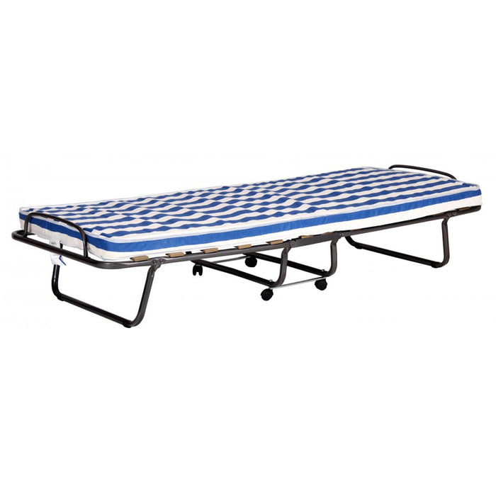 Stockholm Metal Folding Single Bed In Black With Mattress