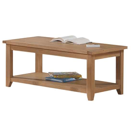 Somerset Wooden Coffee Table In Oak With Undershelf