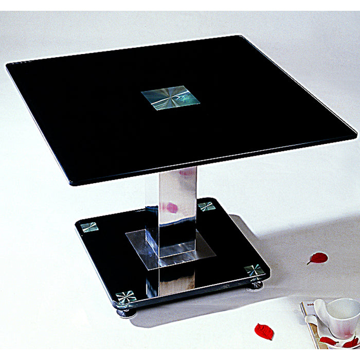 Trinity Black Glass Lamp Table In Chrome Support