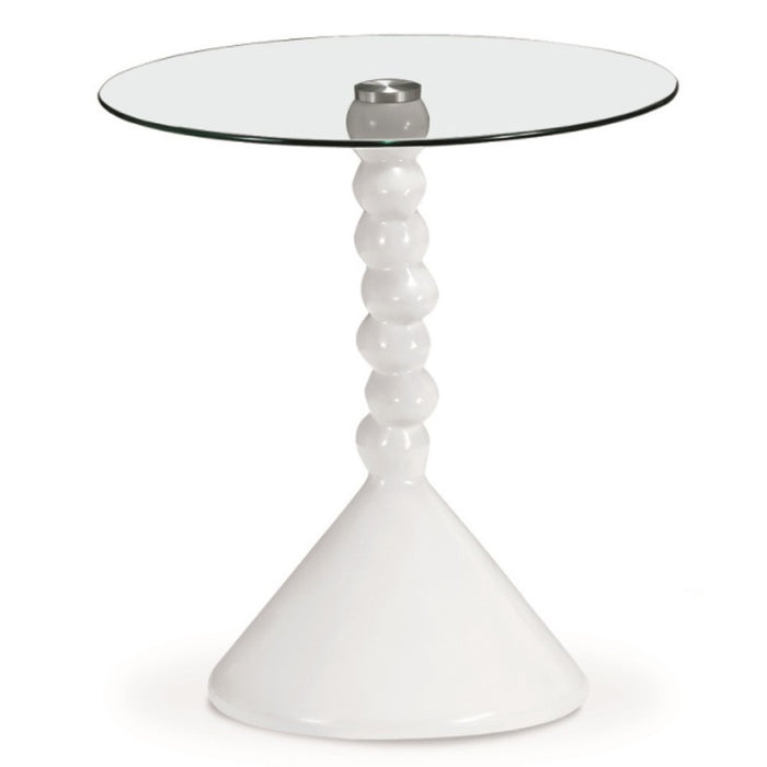 Tyne Clear Glass Lamp Table With White High Gloss Base