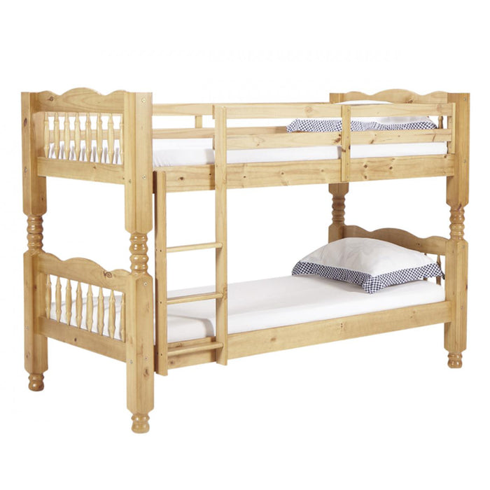 Trieste Chunky Pine Wood Bunk Bed In Light Antique