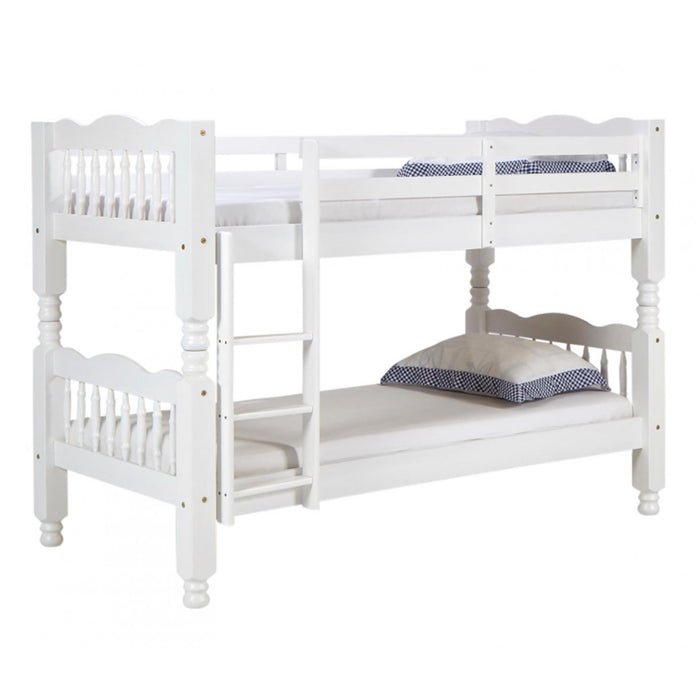 Trieste Chunky Pine Wood Bunk Bed In White Wash