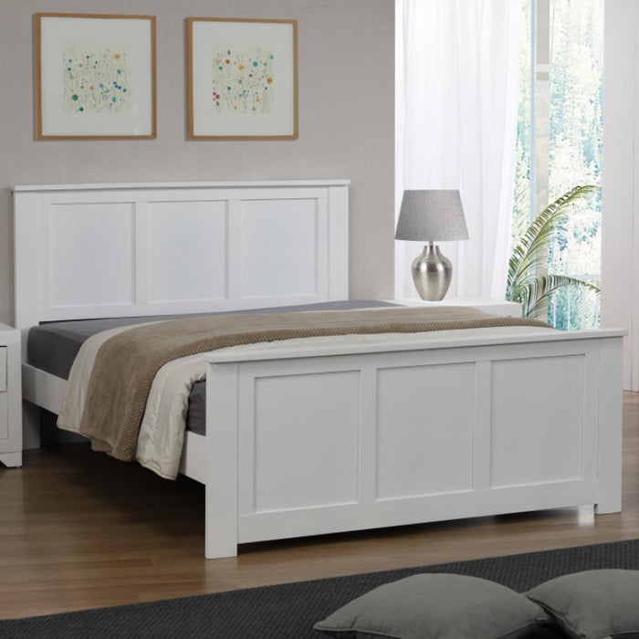 Mali Solid Wood King Size Bed In White
