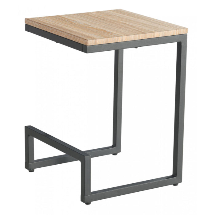 Warren Wooden Lamp Table In Latte With Black Metal Legs