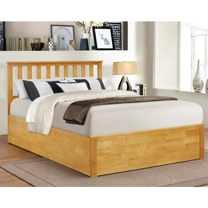 Zoe Solid Rubberwood Storage King Size Bed In Oak