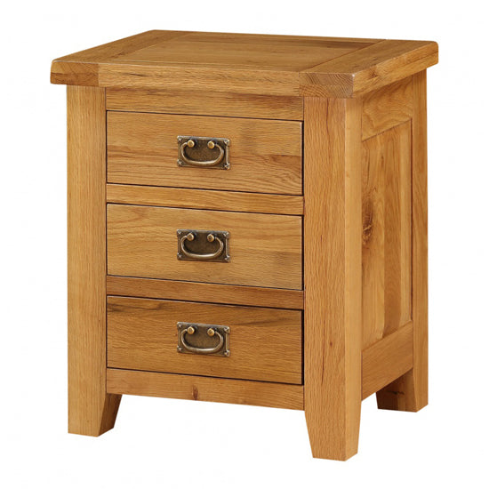 Acorn Wooden Bedside Table With 3 Drawers In Oak