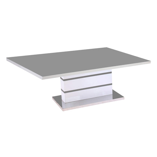 Aldridge High Gloss Coffee Table In White With Grey Glass Top