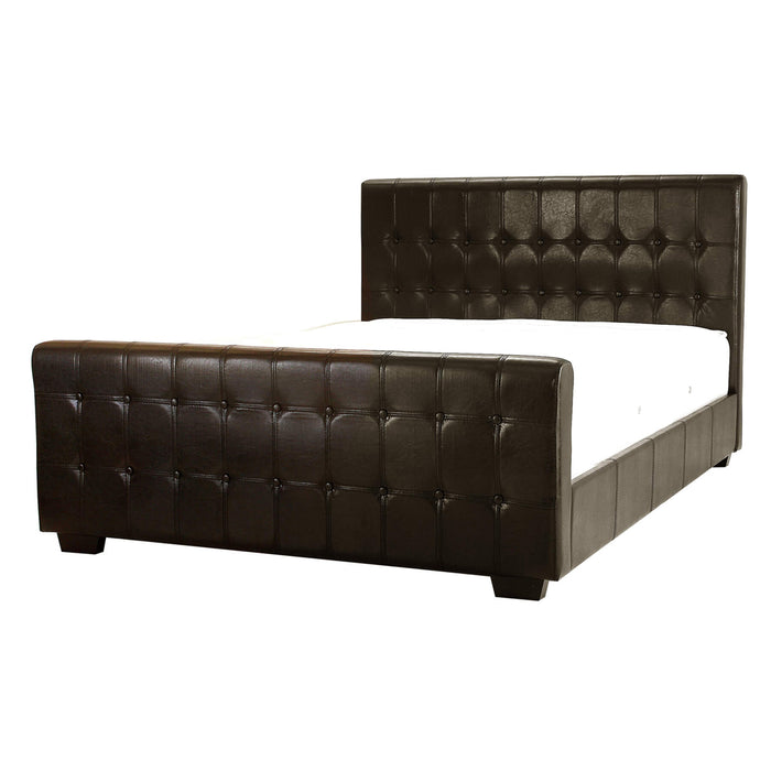 Dakar Button Faux Leather Double Bed In Brown