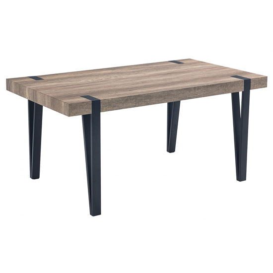Detroit Wooden Coffee Table In Oak Effect With Black Metal Legs