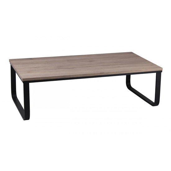 Felix Wooden Coffee Table In Natural With Black Metal Legs