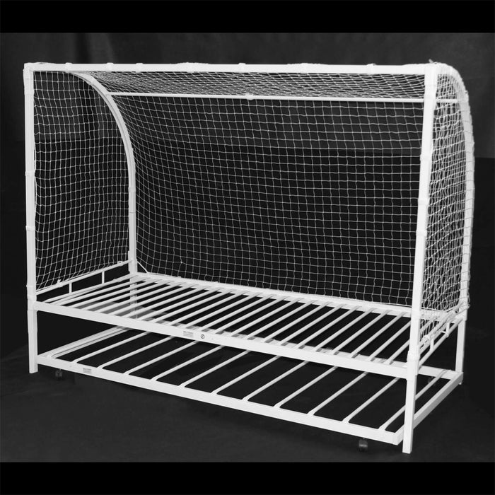 Football Metal Single Bed With Trundle In White