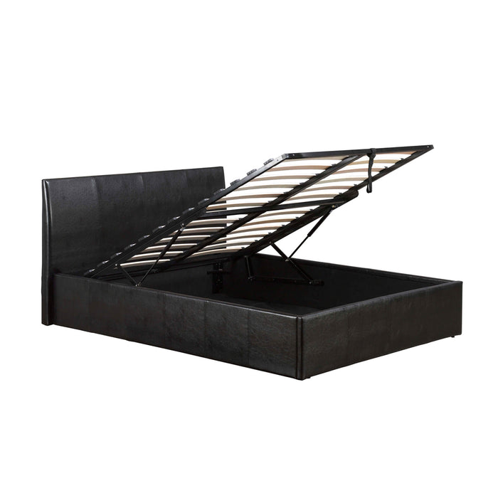 Fusion Storage Faux Leather 6 Foot Bed In Black