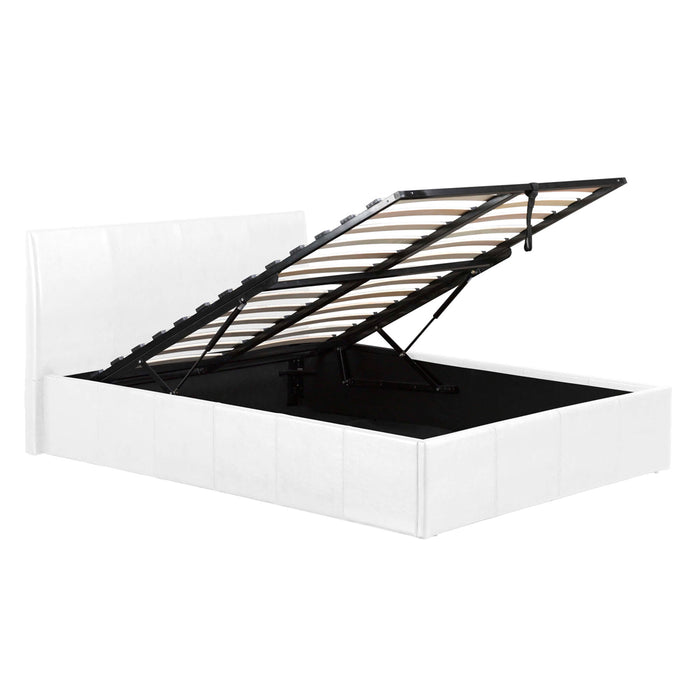Fusion Storage Faux Leather 6 Foot Bed In White