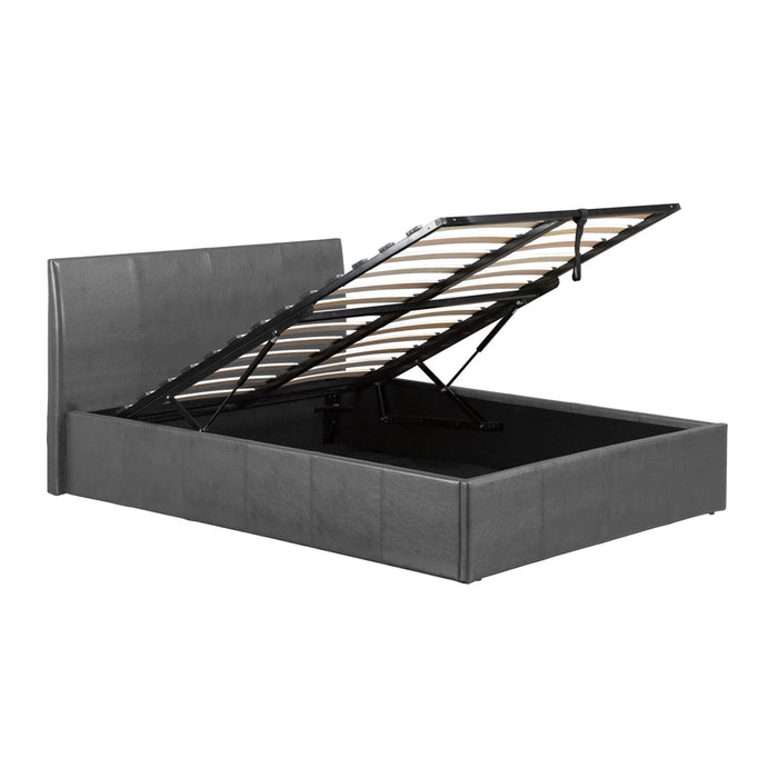 Fusion Storage Faux Leather Single Bed In Grey