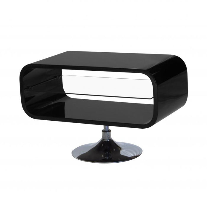 Garfield High Gloss TV Stand In Black With Stainless Steel Base
