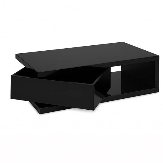 Hugh Rectangular High Gloss Coffee Table In Black