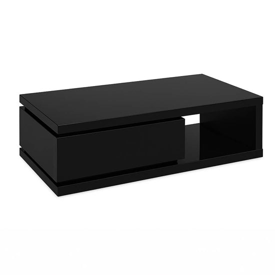 Hugh Rectangular High Gloss Coffee Table In Black