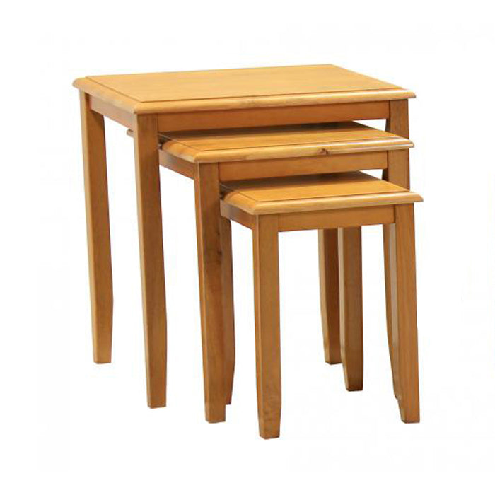 Kingfisher Solid Rubberwood Nest Of 3 Tables In Maple